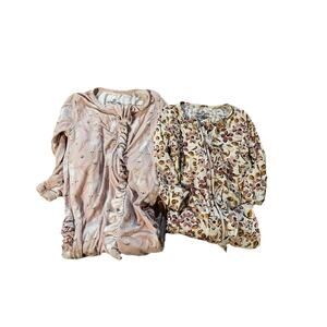 Caden Lane Bamboo Little Girl Ruffle Zipper Footie - 0-3 6-9 Months Lot Of 2